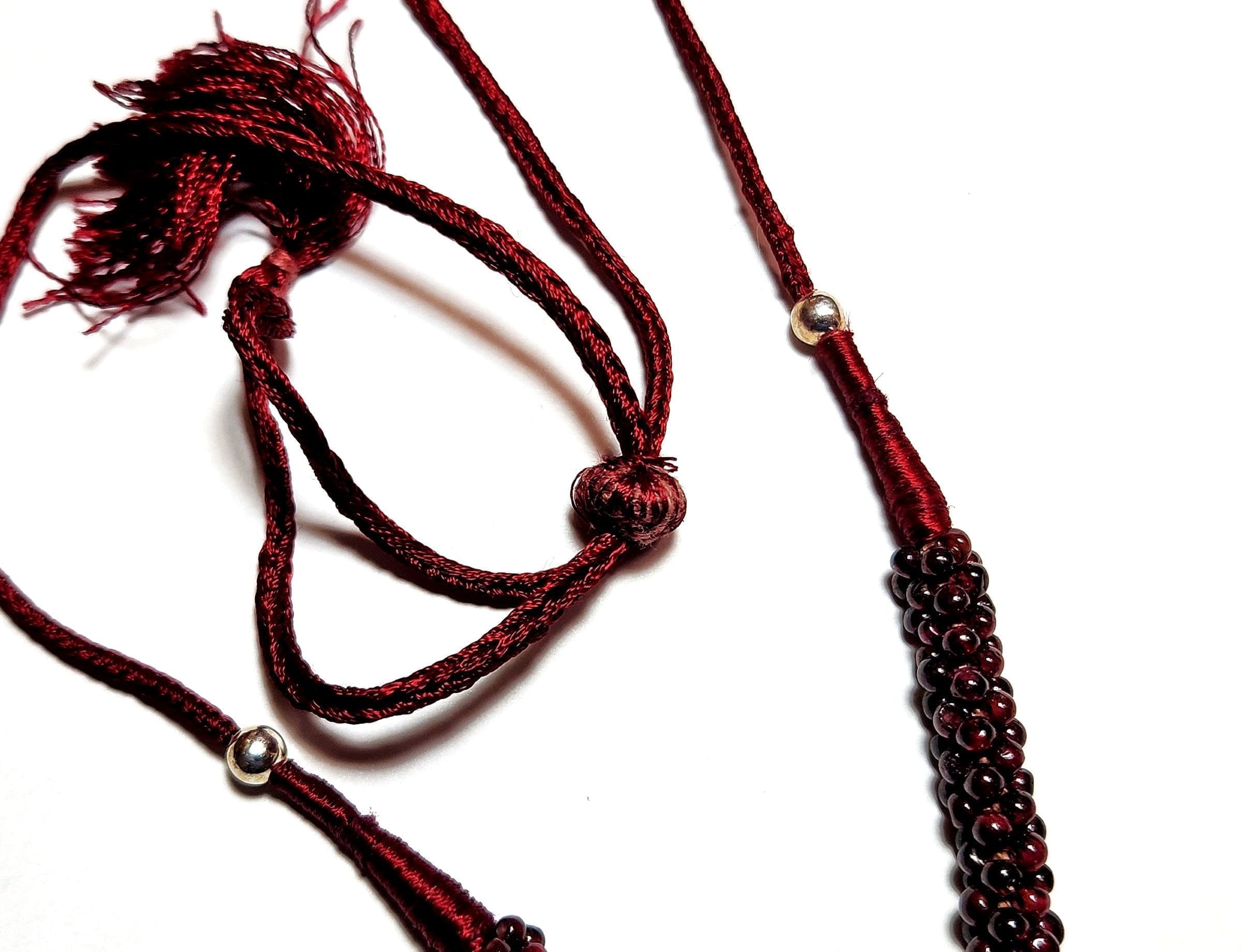 Vintage Garnet 2.5-4.5mm Bead & 925 Silver Adj. 30" 230Ctw Necklace - Image 4