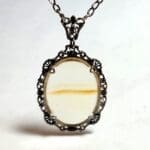 Vintage Window Agate Lavalier 925 Silver 20" Necklace