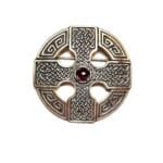 Celtic Garnet Round 925 Silver Brooch Pin