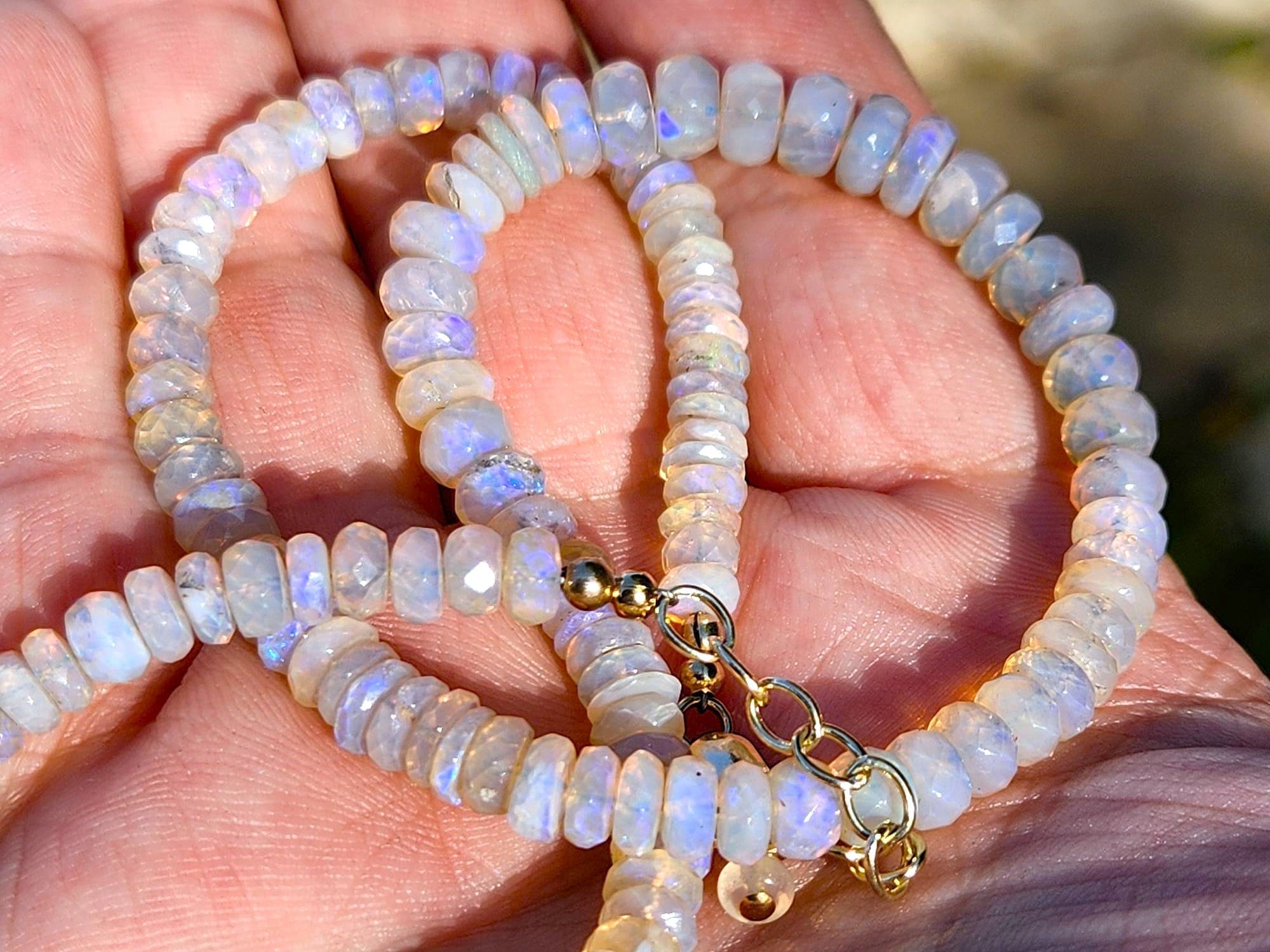 Australian Opal 5.25-6.25mm Bead & 14KTYG 18" 88.5Ctw Necklace - Image 6