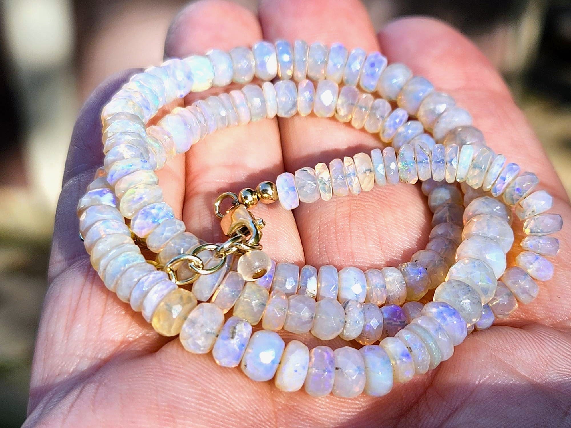 Australian Opal 5.25-6.25mm Bead & 14KTYG 18" 88.5Ctw Necklace - Image 8
