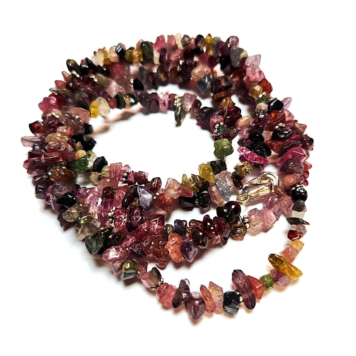 Mixed Tourmaline Freeform 4x5-9x5mm Bead & 925 Silver 36″ 230Ctw Necklace - Image 5