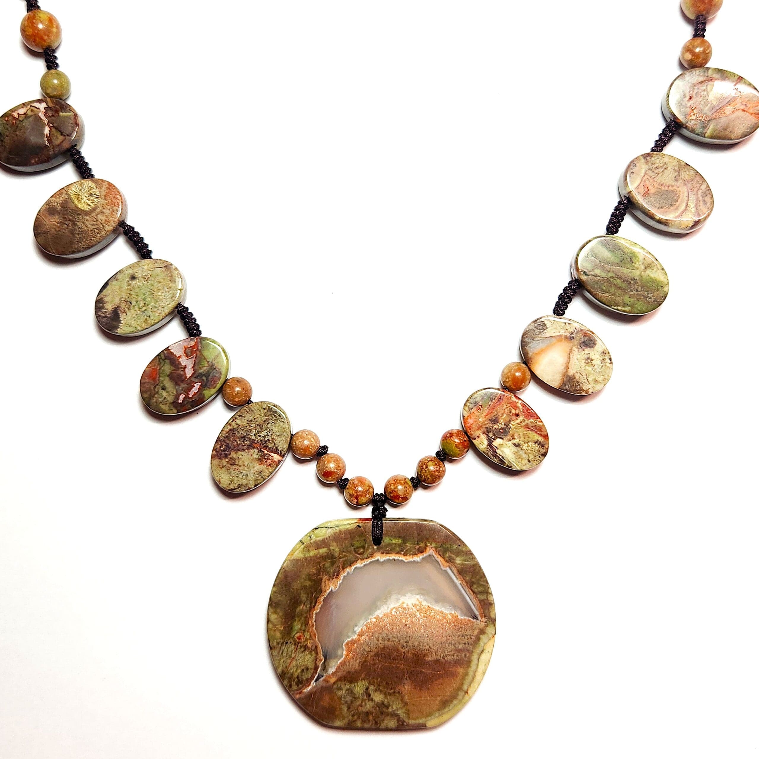 Richardson Ranch Oregon Agate Cabochon Bead 25″ 304Ctw Necklace - Image 2