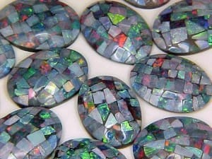 Opal Mosaic Oval 14x10mm (2 Pcs)