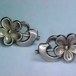 Vintage Daisy & Ribbon 925 Silver Earrings