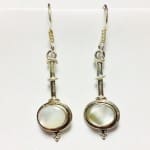 (K6) Modern Mother of Pearl 925 Silver Dangle Earrings