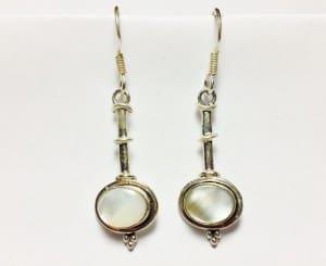 Modern Mother of Pearl 925 Silver Dangle Earrings