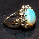 Vintage Jelly Opal and Diamond 14KTYG Ring