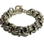 (M9) Estate Large 1/2 Inch 925 Silver Byzantine 10" Link Bracelet