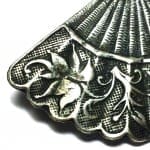 Vintage Floral 925 Silver Fan Pin