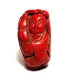 Coral Red Italian Drilled Carved Large Buddha 49x27.50mm (238.70crts)