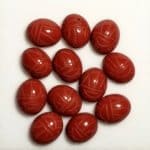(G4) Jasper Red-brown Oval Cabochon Hand-Carved Scarab 10x8mm (12Pcs)