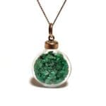 Muzo Emerald 10 ctw Raw Rough 925 Silver & Glass 18" Necklace