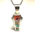 Mark Jiminez Gem Inlay Heavy Custom 925 Silver Necklace 16" #2805