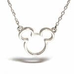 Disney© Mickey Mouse Outline Head 925 Silver Necklace 16" #2774