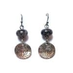 Labradorite Bead & Leaf Pattern Mixed Metal Earrings #2887