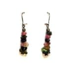 Stacked Polished Tourmaline Freeforms Mixed Metal Earrings #2884
