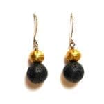 Lava & Royal Gold Bead Mixed Metal Earrings #2920