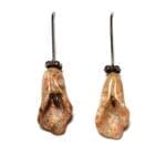 Jasper Carved Lily Mixed Metal Earrings #2883