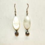 Mother of Pearl & Czech Platinum Bead Mixed Metal Earrings #2888